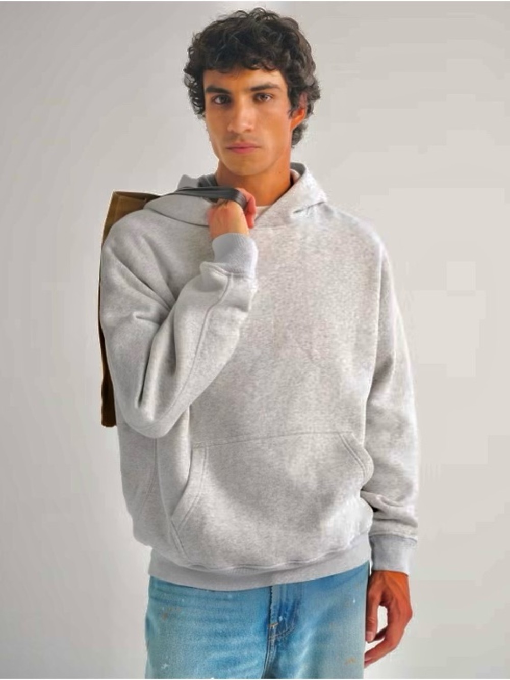 Abercrombie & Fitch Essential Popover Gray Pullover Hoodie